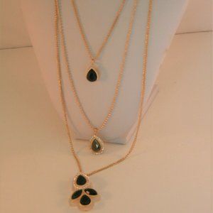 Thalia Sodi GoldTone Necklace Black Clear Crystals